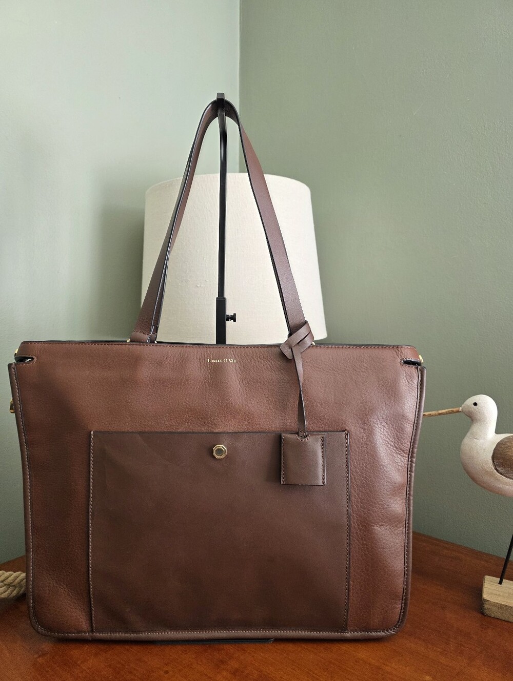 Louise et Cie Jael Vintage Brandy Brown Leather Laptop Tote Bag